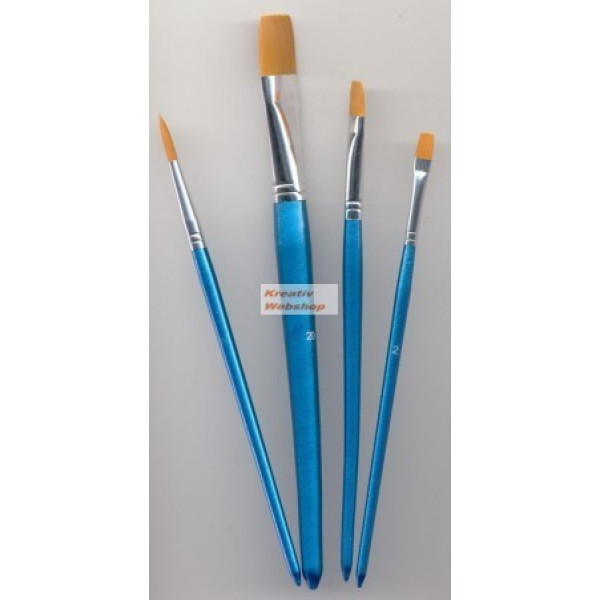 Ecsetkészlet - Gold Taklon ecsetek, vegyesen, 3db széles lapos ecset és 1db kerek hegyes ecset - 4 db-os készlet