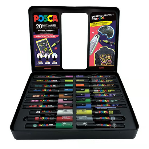 Dekormarker készlet - UNI Posca vegyes ajándékkészlet, 20 db-os - GROOVY Dekormarker készlet - UNI Posca vegyes ajándékkészlet, 20 db-os - GROOVY