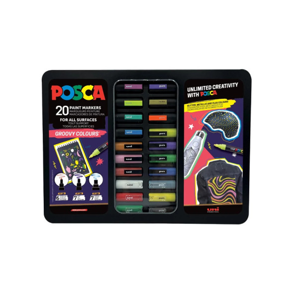 Dekormarker készlet - UNI Posca vegyes ajándékkészlet, 20 db-os - GROOVY