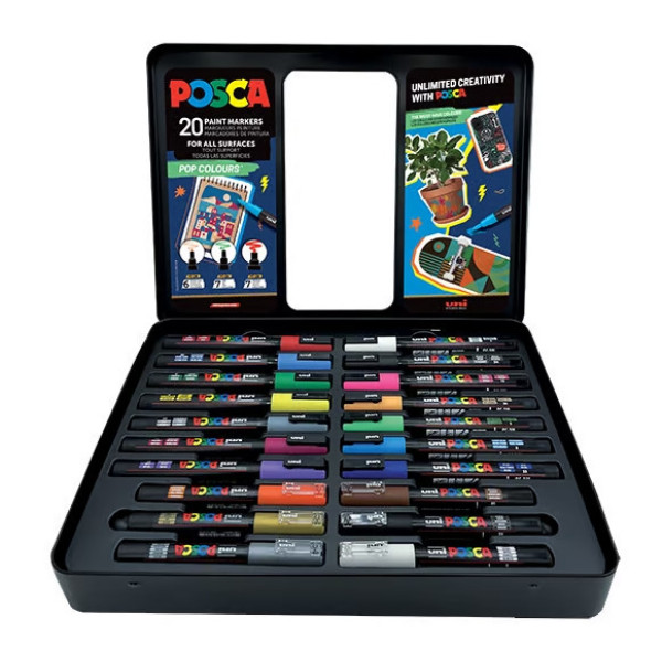 Dekormarker készlet - UNI Posca vegyes ajándékkészlet, 20 db-os - POP Dekormarker készlet - UNI Posca vegyes ajándékkészlet, 20 db-os - POP