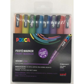Dekormarker készlet, 0,9-1,3 mm, UNI Posca PC-3M - 8 színű csillámló készlet (csillámló sárga, piros, rózsaszín, lila, kék, világoskék, zöld, narancs) Dekormarker készlet, 0,9-1,3 mm, UNI Posca PC-3M - 8 színű csillámló készlet (csillámló sárga, piros, rózsaszín, lila, kék, világoskék, zöld, narancs)