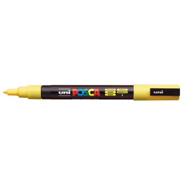 Dekormarker, 0,9-1,3 mm, UNI "Posca PC-3M", sárga 02