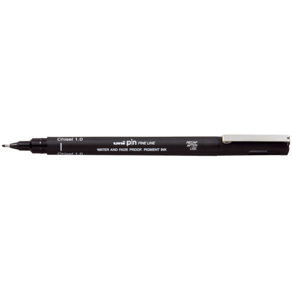 Rajzmarker, UNI PIN, fekete - Vágott hegyű filctoll, 1 mm