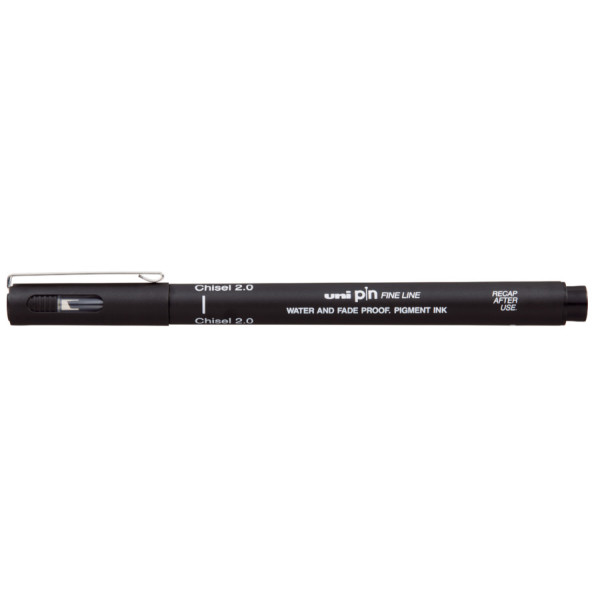Rajzmarker, UNI PIN, fekete - Vágott hegyű filctoll, 2 mm Rajzmarker, UNI PIN, fekete - Vágott hegyű filctoll, 2 mm