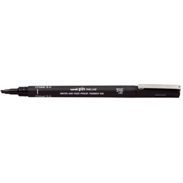 Rajzmarker, UNI PIN, fekete - Vágott hegyű filctoll, 3 mm