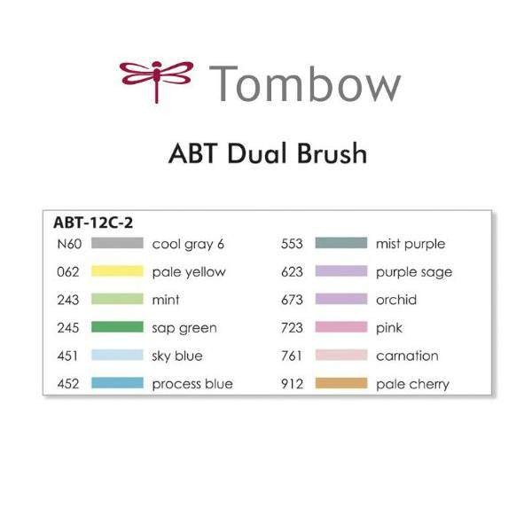 Tombow ABT Dual Brush Pen - Kéthegyű marker filctoll 12db - pasztell színek