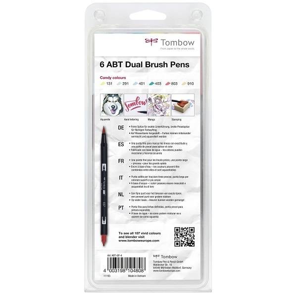 Tombow ABT Dual Brush Pen - Kéthegyű marker filctoll 6 db - candy