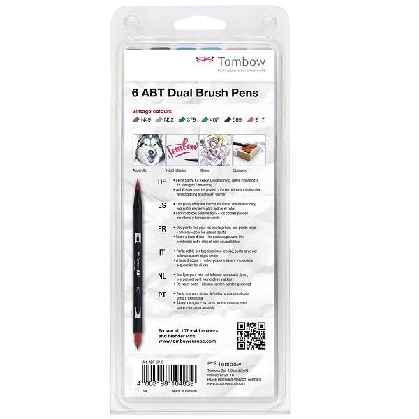 Tombow ABT Dual Brush Pen - Kéthegyű marker filctoll 6 db - vintage Tombow ABT Dual Brush Pen - Kéthegyű marker filctoll 6 db - vintage