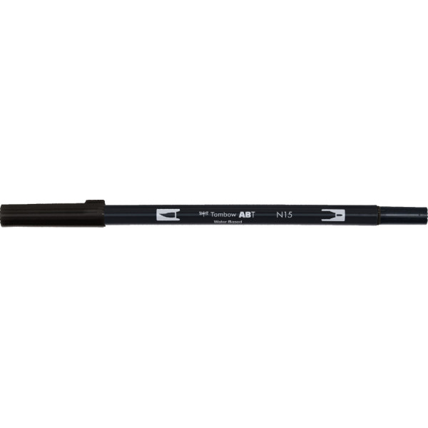 Tombow ABT Dual Brush Pen - Kéthegyű fekete filctoll (N15)