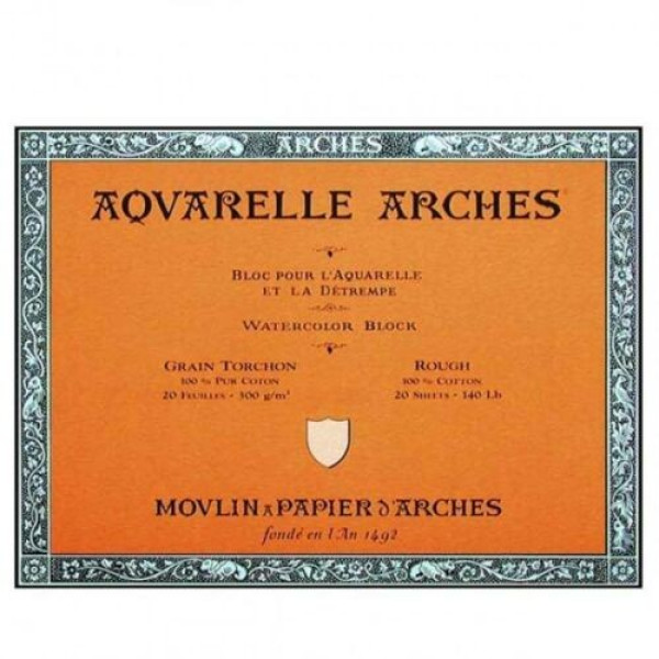ARCHES savmentes akvarelltömb 100 % pamutból, 300 gr, hidegen préselt, durva felületű - 20 lap, 23 x 31 cm ARCHES savmentes akvarelltömb 100 % pamutból, 300 gr, hidegen préselt, durva felületű - 20 lap, 23 x 31 cm