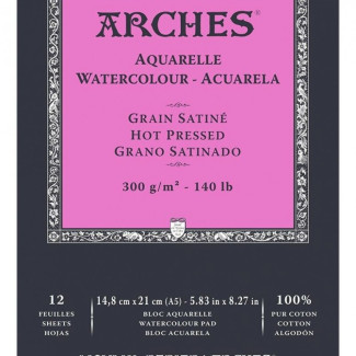 ARCHES savmentes akvarelltömb 100 % pamutból, 300 gr, melegen préselt, sima - 12 lap, A4