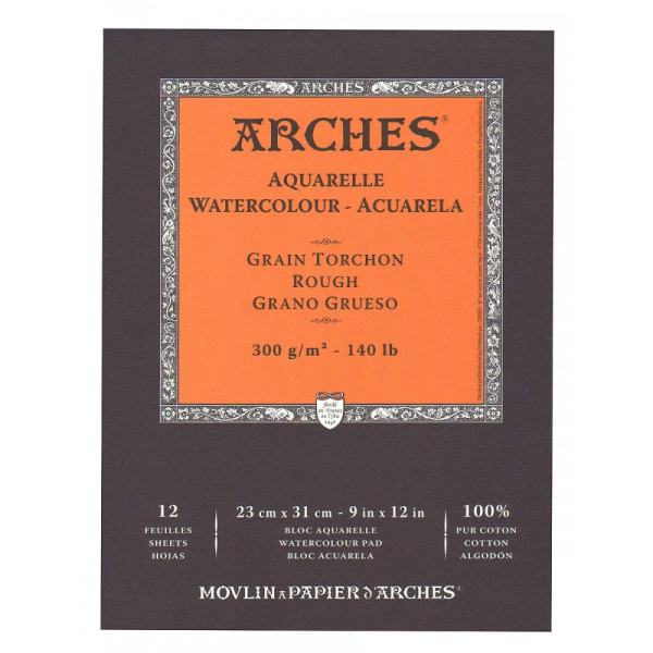 ARCHES savmentes akvarelltömb 100 % pamutból, 300 gr, hidegen préselt, durva felületű - 12 lap, A4 ARCHES savmentes akvarelltömb 100 % pamutból, 300 gr, hidegen préselt, durva felületű - 12 lap, A4