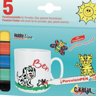 KREUL Üveg- és Porcelánmarker Készlet - 5 színű készlet - Alapszínek