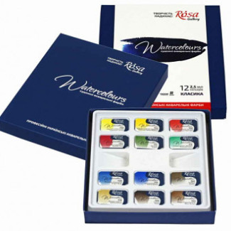 Rosa akvarellfesték készlet 12 db, papír csomagolásban