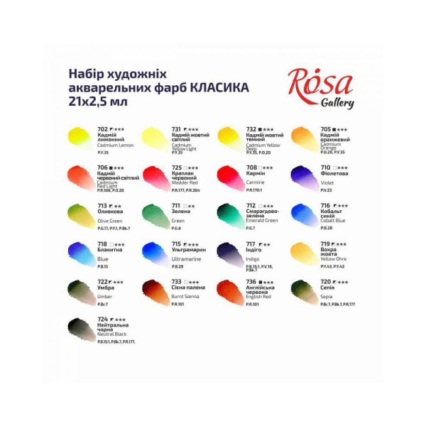 Rosa akvarellfesték készlet 21 db – Klasszikus