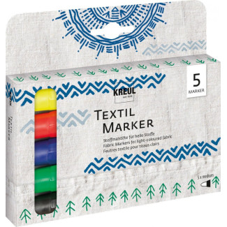 KREUL JAVANA Textil Marker Készlet Világos Textilhez - 5 színű készlet - Alapszínek KREUL JAVANA Textil Marker Készlet Világos Textilhez - 5 színű készlet - Alapszínek