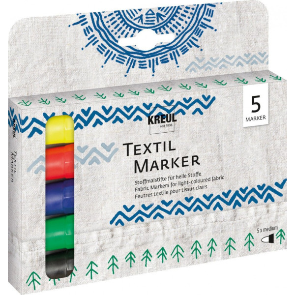KREUL JAVANA Textil Marker Készlet Világos Textilhez - 5 színű készlet - Alapszínek KREUL JAVANA Textil Marker Készlet Világos Textilhez - 5 színű készlet - Alapszínek