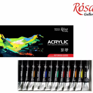 Akrilfesték készlet - Rósa Gallery - 12 x 20 ml tubusos művészfesték - kartondobozban