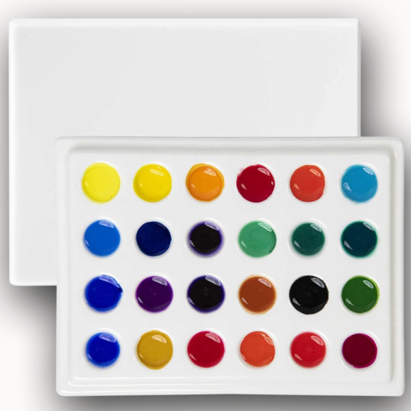 Színkeverő paletta - MEEDEN 24-lyukú kerámia paletta fedéllel Színkeverő paletta - MEEDEN 24-lyukú kerámia paletta fedéllel