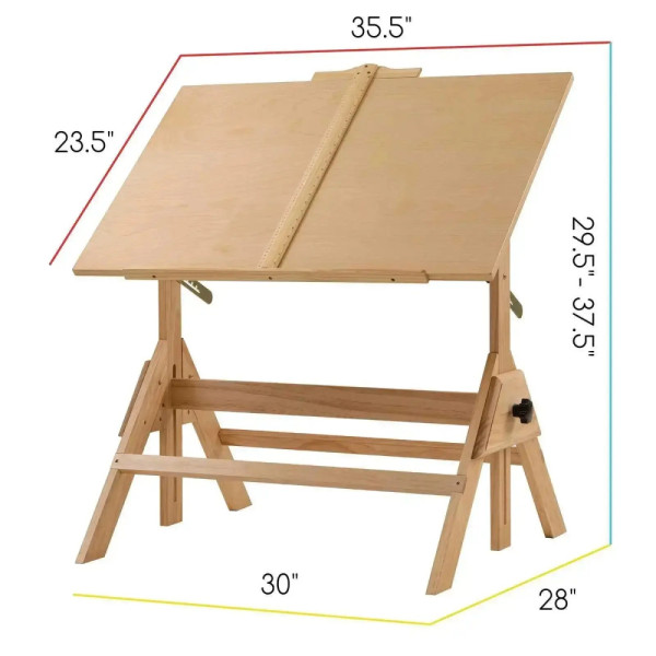 Rajz- és Festőasztal, Natúr - MEEDEN Vintage Wood Drafting Table, Natural Rajz- és Festőasztal, Natúr - MEEDEN Vintage Wood Drafting Table, Natural
