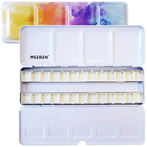 akvarell metal tin Meeden 26 pcs colored