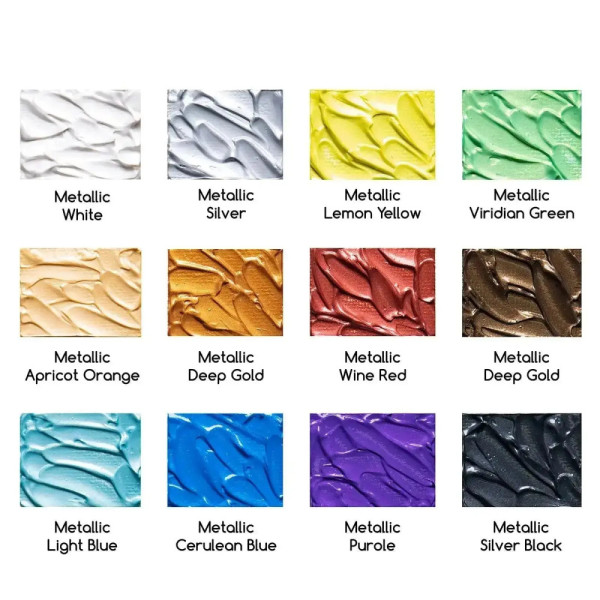Akrilfesték készlet - MEEDEN Acrylic Paint Set, 12 Metallic Colors 12x22 ml - Metálszínek Akrilfesték készlet - MEEDEN Acrylic Paint Set, 12 Metallic Colors 12x22 ml - Metálszínek