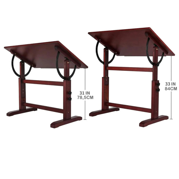 Rajz- és Festőasztal - MEEDEN Vintage Wood Drafting Table, Walnut Color