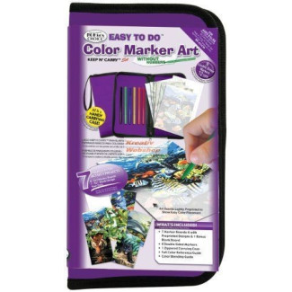 Állatos színező - Filctollas ajándékkészlet gyerekeknek, nagy lila tolltartóban