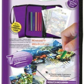 Állatos színező - Filctollas ajándékkészlet gyerekeknek, nagy lila tolltartóban