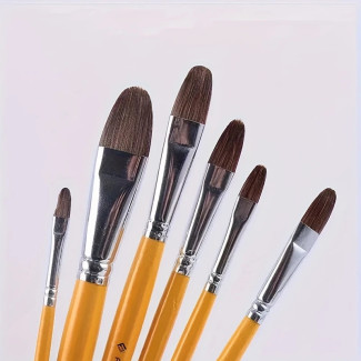 Ecsetkészlet - Yutiars Kolinsky nyest ecsetek macskanyelv alakú, hosszúnyelű - 6 db-os szett