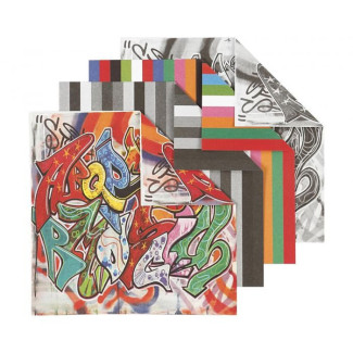 Origami papír - Graffiti mintás, 4 féle minta