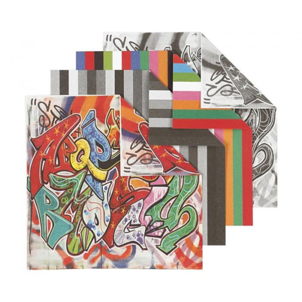 Origami papír - Graffiti mintás, 4 féle minta Origami papír - Graffiti mintás, 4 féle minta