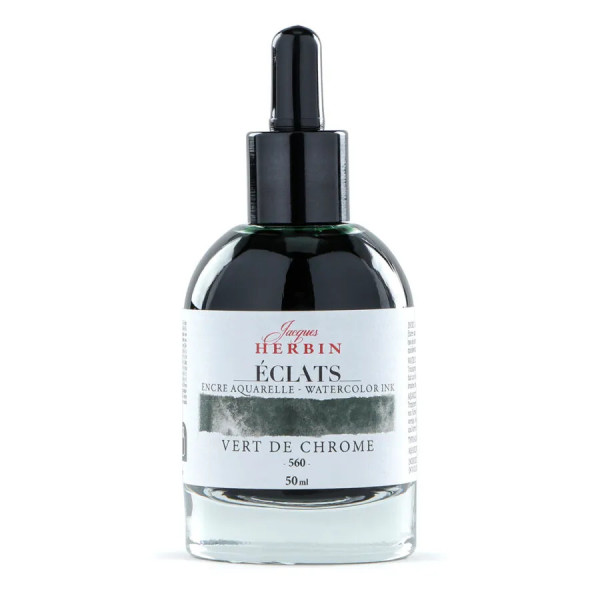 Akvarell művésztinta, 50 ml - Jacques Herbin Éclats Fine Art Ink -Kromoxid zöld