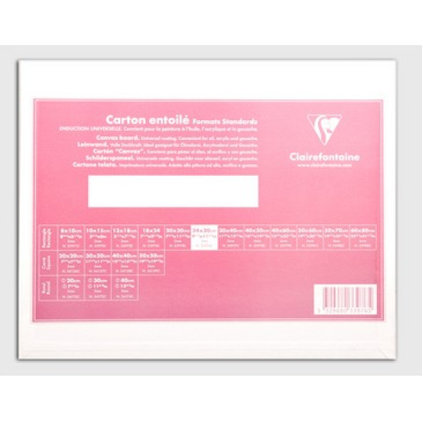 Kasírozott festővászon, alapozott, fehér - Clairefontaine - 30x40 cm