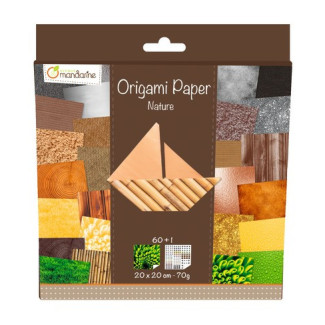 Origami papír - Design papíros hajtogató készlet, 20x20cm, 60 lap - Természetes minták