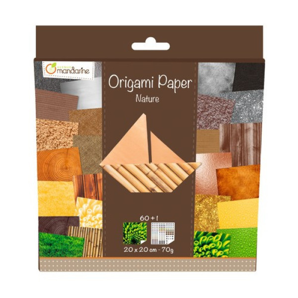 Origami papír - Design papíros hajtogató készlet, 20x20cm, 60 lap - Természetes minták Origami papír - Design papíros hajtogató készlet, 20x20cm, 60 lap - Természetes minták