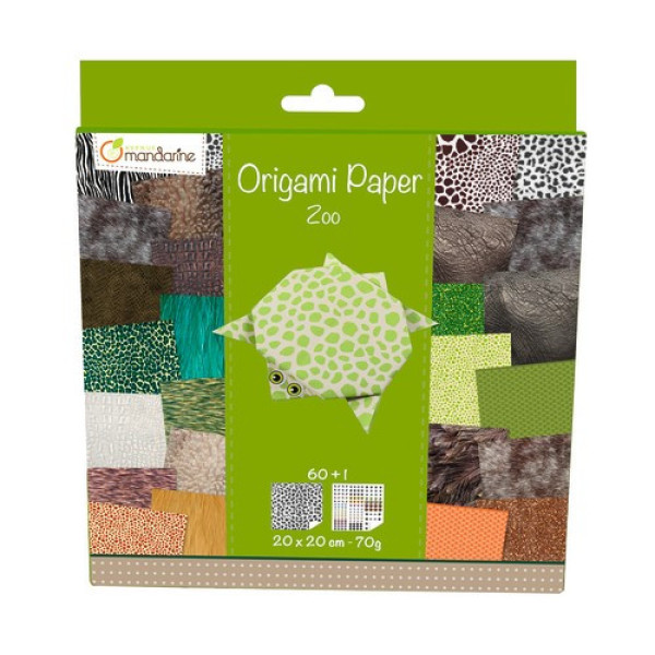 Origami papír - Design papíros hajtogató készlet, 20x20cm, 60 lap - Állatkert Origami papír - Design papíros hajtogató készlet, 20x20cm, 60 lap - Állatkert