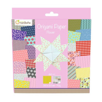 Origami papír - 60 lapos hajtogató készlet 20x20 cm - Virágos