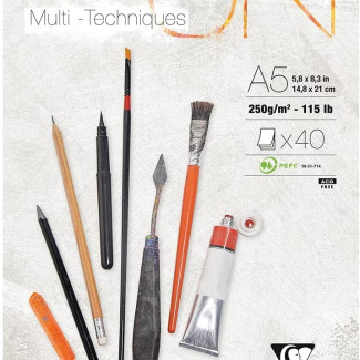 PaintON rajztömb, finom fehér papír, vegyes technikákhoz 250 g/m2 40 lap A5