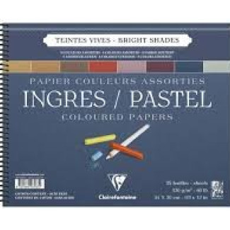 INGRES pasztell-tömb, rövid oldalán spirálozott, 8 válogatott élénk szín, elválaszólappal 130 g/m2 25 ív 36 x 48 cm