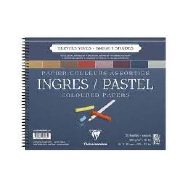 INGRES pasztell-tömb, rövid oldalán spirálozott, 8 válogatott élénk szín, elválaszólappal 130 g/m2 25 ív 36 x 48 cm