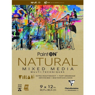 Clairefontaine PaintON rajztömb Natúr, vegyes technikákhoz 250 g/m2 20 lap 22,5 x 30,5 cm