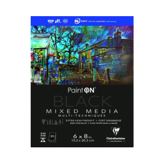 Clairefontaine PaintON rajztömb Fekete, vegyes technikákhoz 250 g/m2 20 lap 15 x 20 cm