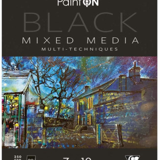 Clairefontaine PaintON rajztömb Fekete, vegyes technikákhoz 250 g/m2 20 lap 17,5 x 25 cm