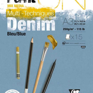 PaintON rajztömb, farmerkék színű, enyhén szemcsés papír, vegyes technikákhoz 250 g/m2 15 lap A5