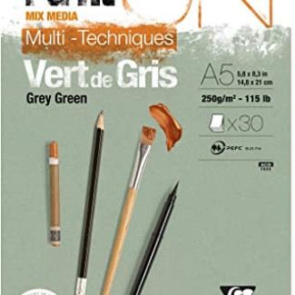 PaintON rajztömb, zöldes szürke színű, enyhén szemcsés papír, vegyes technikákhoz 250 g/m2 30 lap A5