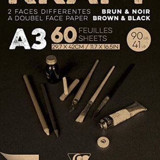 KRAFT rajztömb, fekete/barna 90 g/m2 60 ív 29,7 x 42,0 A3 KRAFT rajztömb, fekete/barna 90 g/m2 60 ív 29,7 x 42,0 A3