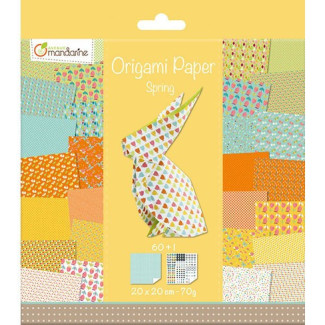 Origami papír - 60 lapos, piros mintás hajtogató készlet 20x20 cm - Tavasz, Húsvét