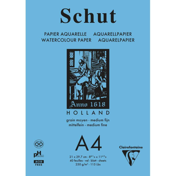 Clairefontaine Schut akvarelltömb - 250 gr 40 lap , A4