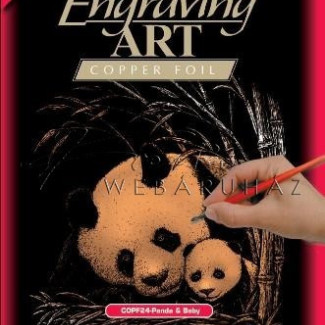 Képkarcoló készlet karctűvel - 20x25 cm - Réz - Panda